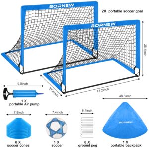 Kids Soccer Goal for Backyard Set - 2 Set 4X3 ft Toddler Soccer Nets Training Equipment, Soccer Ball, Pop Up Portable Soccer Set for Kids and Youth Games and Training Goals