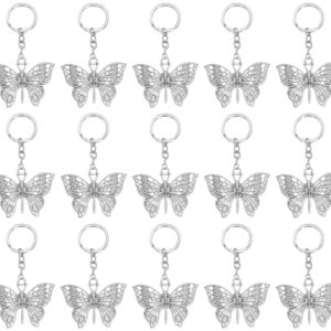 PHAETON 15PCS Butterfly Keychain Butterfly Shape Key Chain Charms for Backpacks, Purses, Luggage, Birthday Party Favors, Goodie Bag Fillers for Women