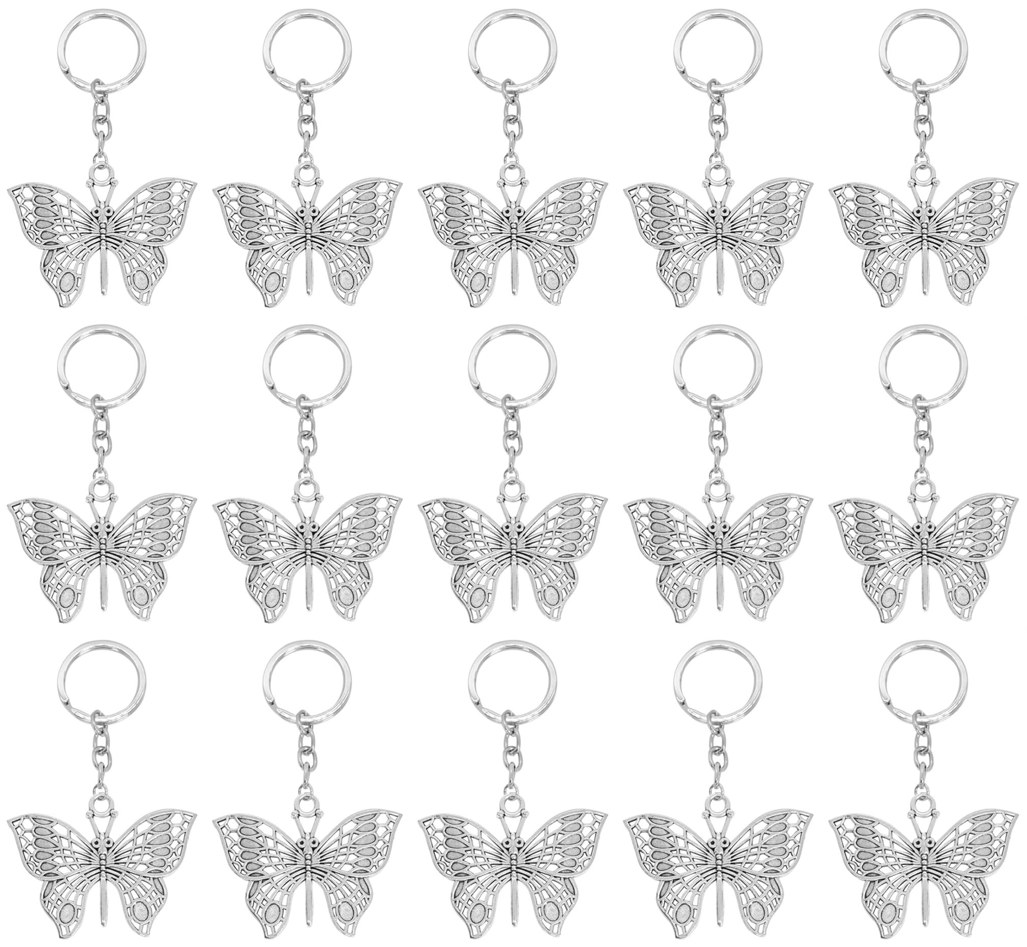 PHAETON 15PCS Butterfly Keychain Butterfly Shape Key Chain Charms for Backpacks, Purses, Luggage, Birthday Party Favors, Goodie Bag Fillers for Women