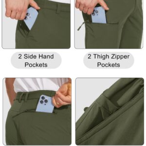 MAGCOMSEN Mens Travel Pants Quick Dry Water Resistant Pants Men Stretchy Cargo Pants for Men Summer Hiking Pants Army Green