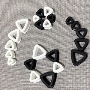 Black and White Triangle Silicone Flexible Double Flared Geometric Ear Tunnels and Plugs Punk Style Hollow Ear Piercing Gauge Expander Stretching Tunnels Comfortable Soft Sleeper Ear Plugs 2 Pairs