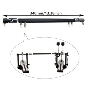 TUOREN Double Kick Drum Pedal Drive Shaft Steel Bass Drum Pedal Linkage Connector Arm for Drum Kit Percussion Instrument Parts (Black)