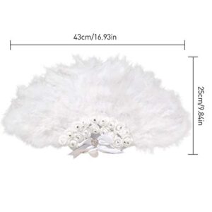 Feather Fans for Wedding White Bride Hand Held Wedding Lace Fan Dance Handmade Hand Fans Abanicos para Boda Wedding Decorations