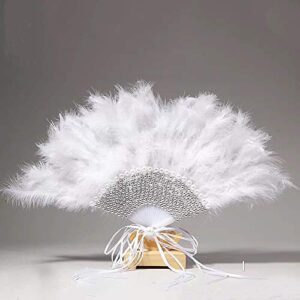 Feather Hand Fans for Wedding Handmade Wedding DIY Fan Lace Ladies for Dance Wedding Decoration DIY Hand Fan Abanicos para Boda