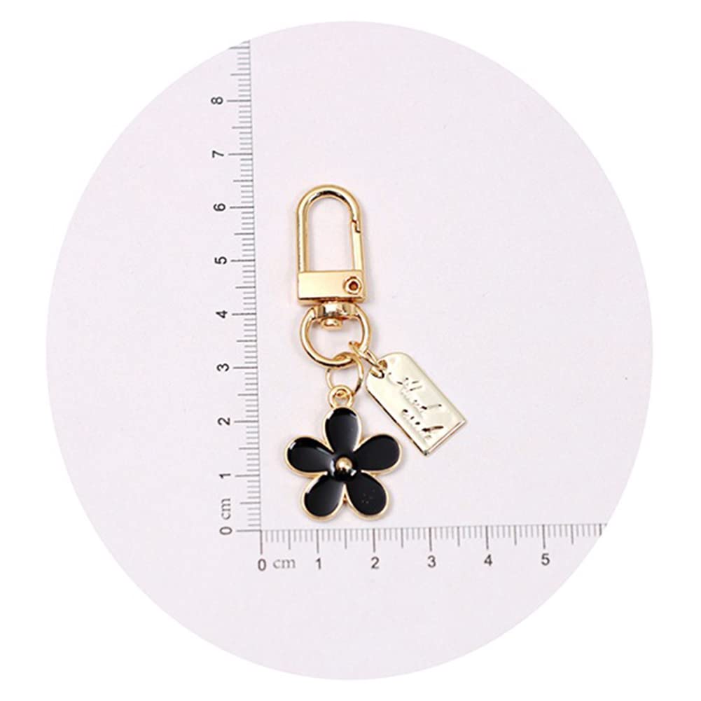 SWJEWEL Flower Keychain for Women 3PCS Set Samll White Black Pink Daisy Cute Car Key Ring Accessories Bag Charms Handbag Purse Backpack Pendant Charms 1Pink1Black1White