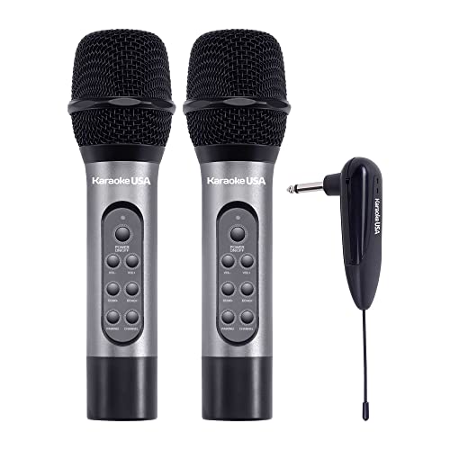 Karaoke USA WM906 WM906 Dual Professional 900 MHz UHF Wireless Handheld Microphones with Rechargeable Batteries