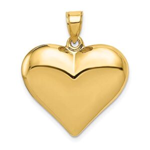 14k yellow gold 3 d 1 inch puffed heart pendant charm for women