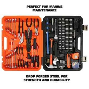 GreatNeck MS191 191-Piece Tool Kit, Boat Accessories Marine Tools Set, Rust Resistant Hand Tools Water Resistant Storage Case