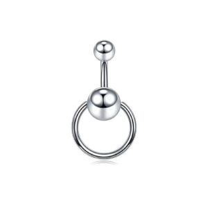 detachable circular belly button rings 14g surgical stainless steel navel barbell stud body piercing