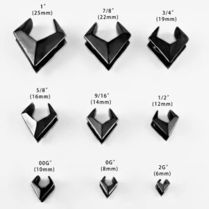 DOEARKO 2PCS Ear Gauges Cool Rhombus Saddle Ear Plugs Body Piercing Tunnels 316 Stainless Steel Hypoallergenic Earrings Plugs for Ears Expander Body Jewelry (Black, 10mm(00G))