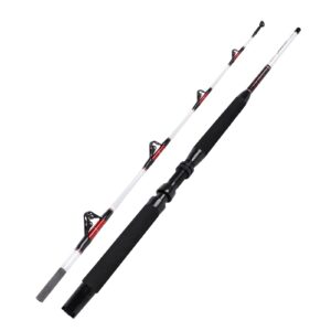 Fiblink Trolling Rod Saltwater Deep Dropper Big Game Rod Conventional Boat Roller Rod Carbon Fishing Pole (2 Pieces - 5'6" - 30-50lbs)