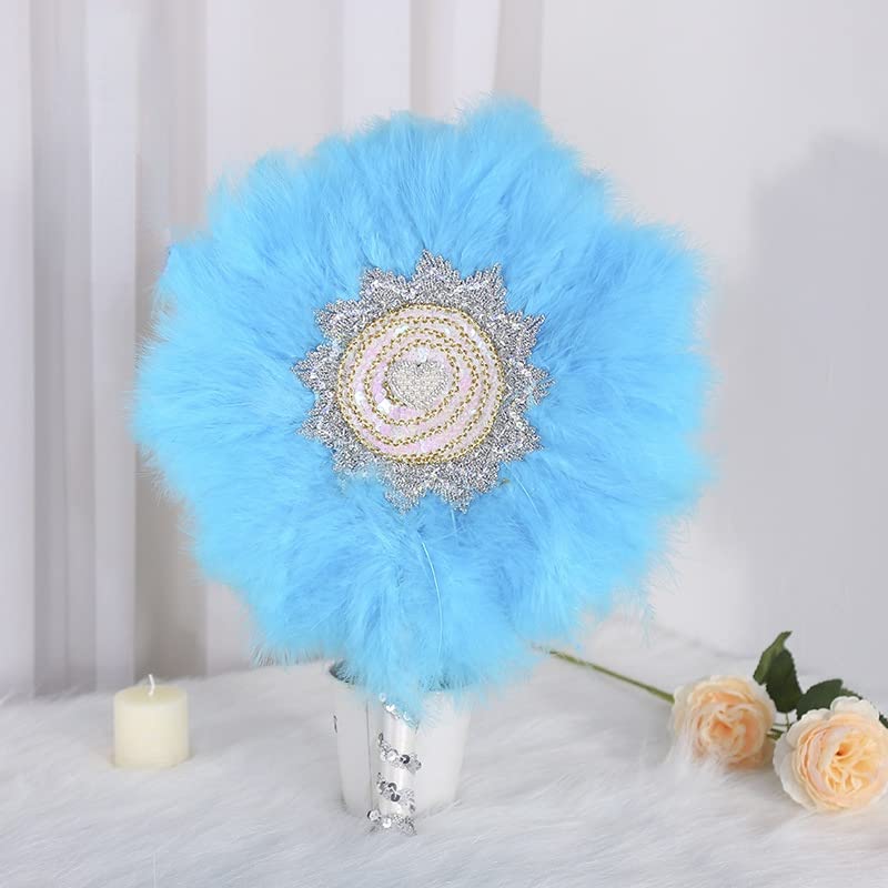 Custom African Wedding Feather Bride Hand Fan DIY Handmade Lace Fans Luxury Dance Fan Hand Held Photo Props Party Wedding Favors