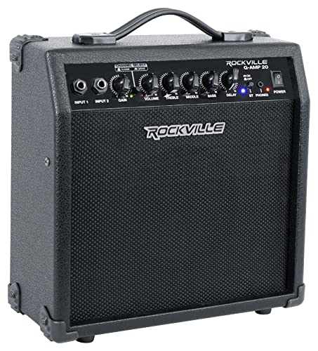 Rockville G-AMP 20 Watt Guitar Amplifier Combo Amp Bluetooth/Delay + Microphone