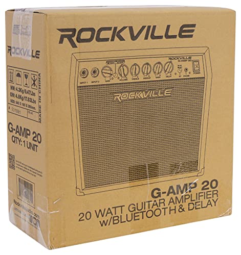 Rockville G-AMP 20 Watt Guitar Amplifier Combo Amp Bluetooth/Delay + Microphone