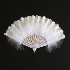 Luxurious Feather Fan for Wedding Dance Fan Performance DIY Court Dance Hand Fan Art Craft Gift Wedding Party Decoration