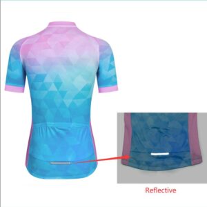 Green Blue Mountain Bike Jersey Women Short Sleeve Ladies Cycling Jersey Cycle Shirt Biking Top M S