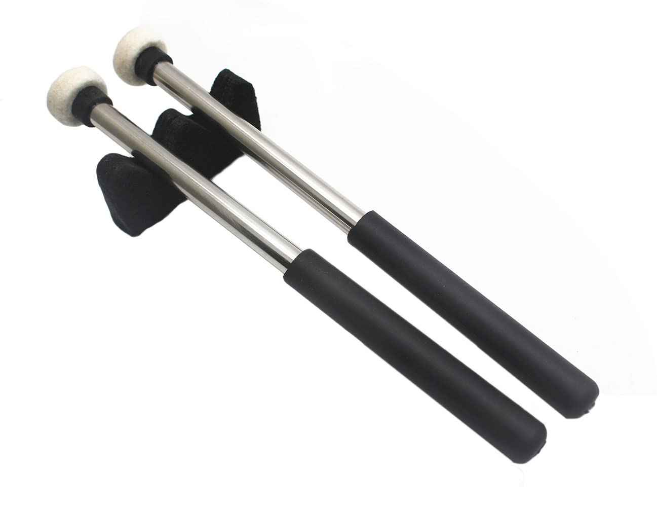 TUOREN 1 Pair Tongue Drum Mallets with Bracket Handpan Drum Sticks Rubber Mallet Percussion Instrument Accessory (Type B)