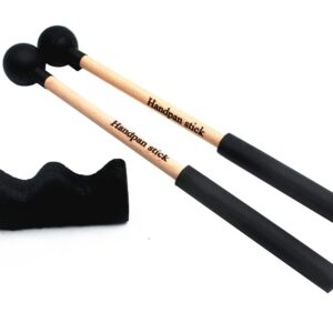 TUOREN 1 Pair Tongue Drum Mallets with Bracket Handpan Drum Sticks Rubber Mallet Percussion Instrument Accessory (Type A)