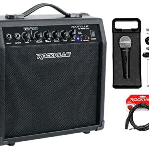 Rockville G-AMP 20 Watt Guitar Amplifier Combo Amp Bluetooth/Delay + Microphone