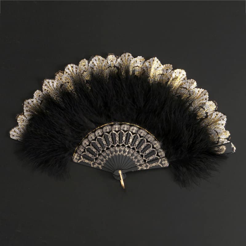 Luxurious Feather Fan for Wedding Dance Fan Performance DIY Court Dance Hand Fan Art Craft Gift Wedding Party Decoration