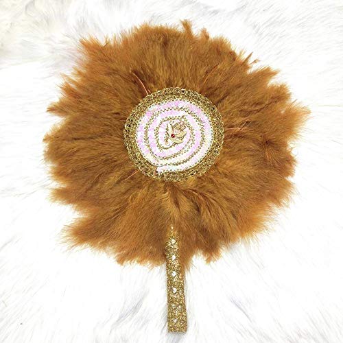 Handmade Custom African Bride Wedding Fan with Sequins Stones Nigerian Wedding Feather Fan for Photo Props Party Wedding Favors