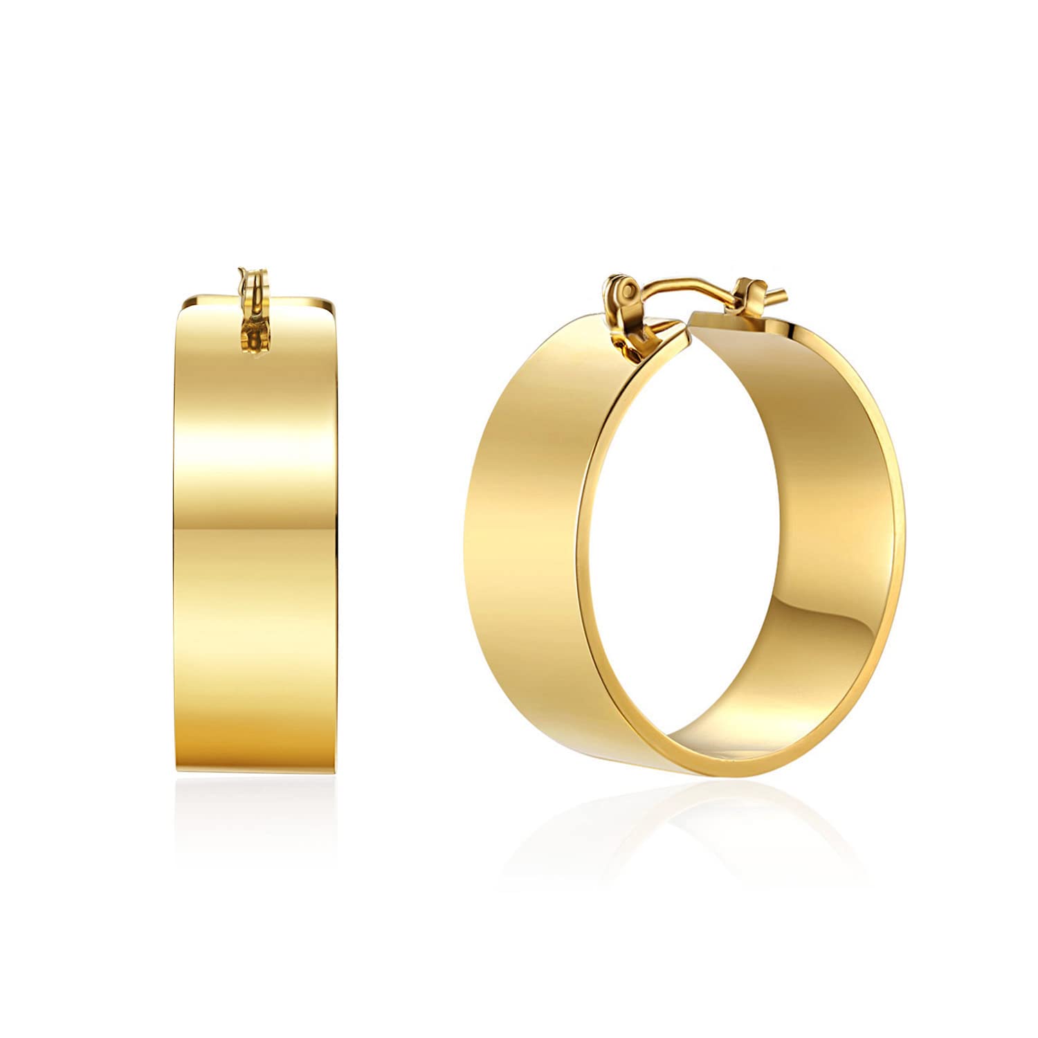 LOKLIFFAI Gold Chunky Hoop Earrings for Women,Lightweight Hoop Earrings