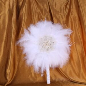 African Custom Bride Feather Hand held Fan DIY Handmade Lace Fan Luxury Dance Fan Hand Held Photo Prop for Wedding Wedding Favor