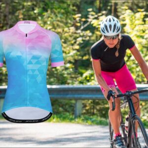 Green Blue Mountain Bike Jersey Women Short Sleeve Ladies Cycling Jersey Cycle Shirt Biking Top M S