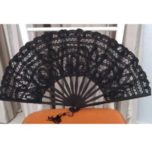 TENDYCOCO Photography Fan Japanese Chinese Foldable Handheld Fan Folding Hand Fan Fabric Hand Holding Fans Cotton lace Folding Fan Woman Folding Fan Women lace Fan Wooden Miss Manual Makeup