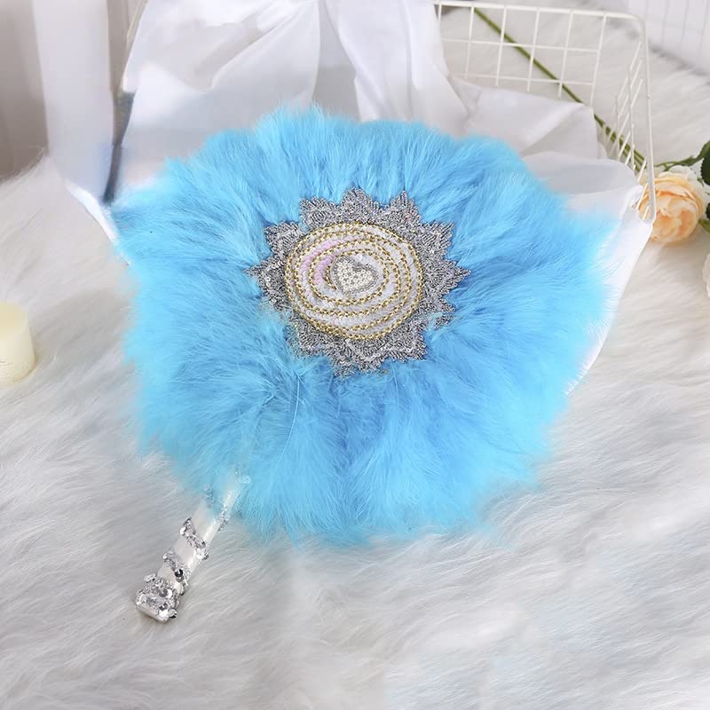 Custom African Wedding Feather Bride Hand Fan DIY Handmade Lace Fans Luxury Dance Fan Hand Held Photo Props Party Wedding Favors