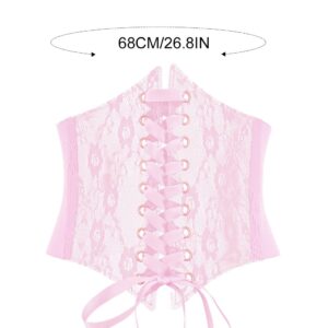 Asooll Fashion Elastic Corset Belt Wide Lace Waist Belt Party Club Prom Clothing Waist Corset for Women and Girls(Pink)