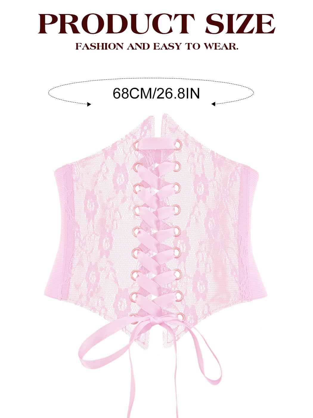 Asooll Fashion Elastic Corset Belt Wide Lace Waist Belt Party Club Prom Clothing Waist Corset for Women and Girls(Pink)