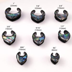 DOEARKO 2PCS Ear Gauges Fashion Conch Shell Saddle Ear Plugs Body Piercing Tunnels 316 Stainless Steel Hypoallergenic Earrings Plugs for Ears Expander Body Jewelry (25mm(1"), Black-Colorful)