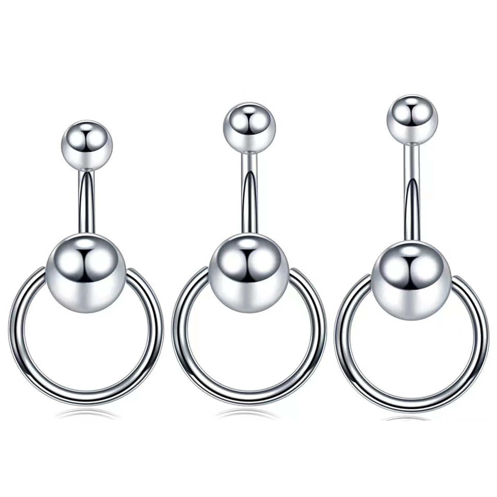 Detachable Circular Belly Button Rings 14G Surgical Stainless Steel Navel Barbell Stud Body Piercing