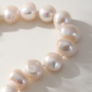 NW White Baroque natural freshwater pearl bracelet (white, 8.2 inch)