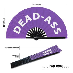 Dead-Ass Hand Fan Foldable Bamboo Circuit Rave Hand Fans Slang Words Fan Outfit Party Gear Gifts Music Festival Rave Accessories (Purple)