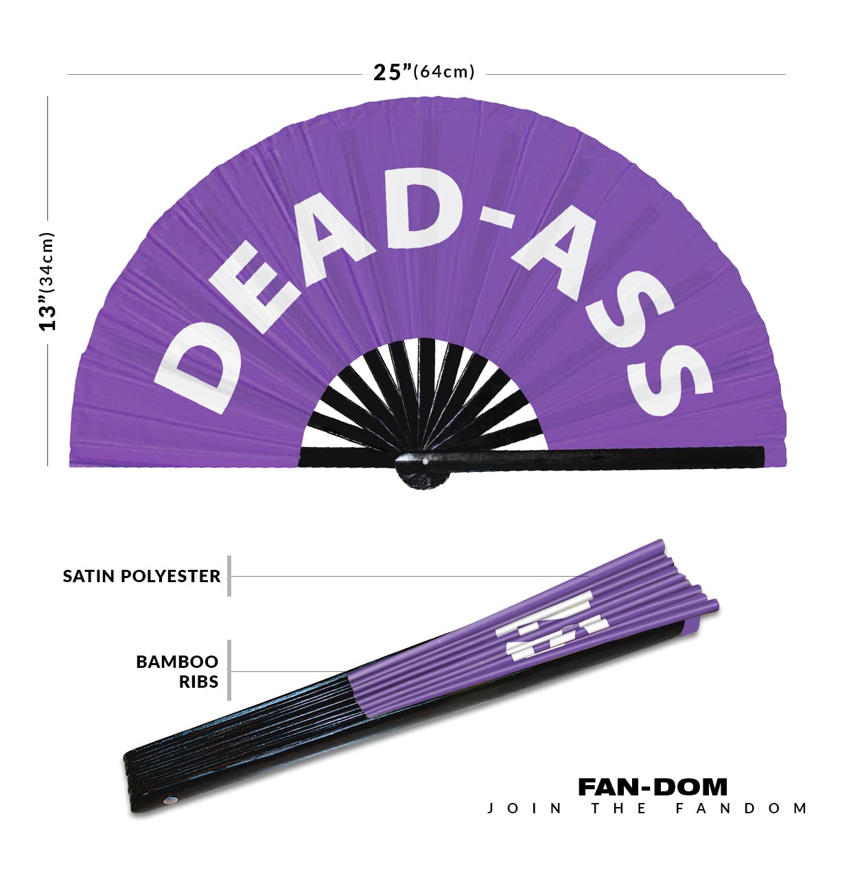 Dead-Ass Hand Fan Foldable Bamboo Circuit Rave Hand Fans Slang Words Fan Outfit Party Gear Gifts Music Festival Rave Accessories (Purple)