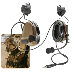 HEARFALCOM Comta III Tactical Headset Helmet ARC Rail Adapter Bracket Version Noise Cancelling Pickup Shooting Headset for Airsoft Sports CB