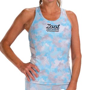 zoot women’s ltd racerback triathlon tank top – womens triathlon top w/built-in bra & pockets (race division, small)