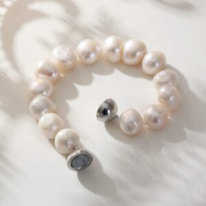 NW White Baroque natural freshwater pearl bracelet (white, 8.2 inch)