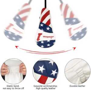 Craftsman Golf Updated US Style Patriotic Stars and Stripes Red White Blue Driver Cover Headcover for Golf Clubs