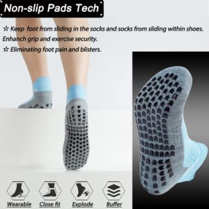 GOGOGOAL Anti-slip Ankle Sock Men Women Elder Hospital Non-slip Slipper Sock Tape Athletic Trainning Sock for Yoga Soccer Gym cycling Light Blue L 4P