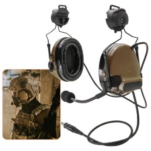 HEARFALCOM Comta III Tactical Headset Helmet ARC Rail Adapter Bracket Version Noise Cancelling Pickup Shooting Headset for Airsoft Sports CB