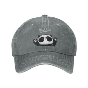 vunko hello panda gray vintage distressed adjustable washed denim cotton low profile mens dad trucker hat black fitted baseball ball cap for men unisex headwear