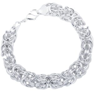 viosi byzantine bracelets for women/men sterling silver plated classic unique cute gifts handmade chunky bracelet link chain with lobster clasp 10mm width (sterling silver plated, 8 inches)