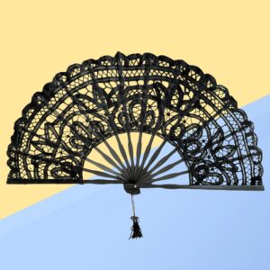 TENDYCOCO Photography Fan Japanese Chinese Foldable Handheld Fan Folding Hand Fan Fabric Hand Holding Fans Cotton lace Folding Fan Woman Folding Fan Women lace Fan Wooden Miss Manual Makeup