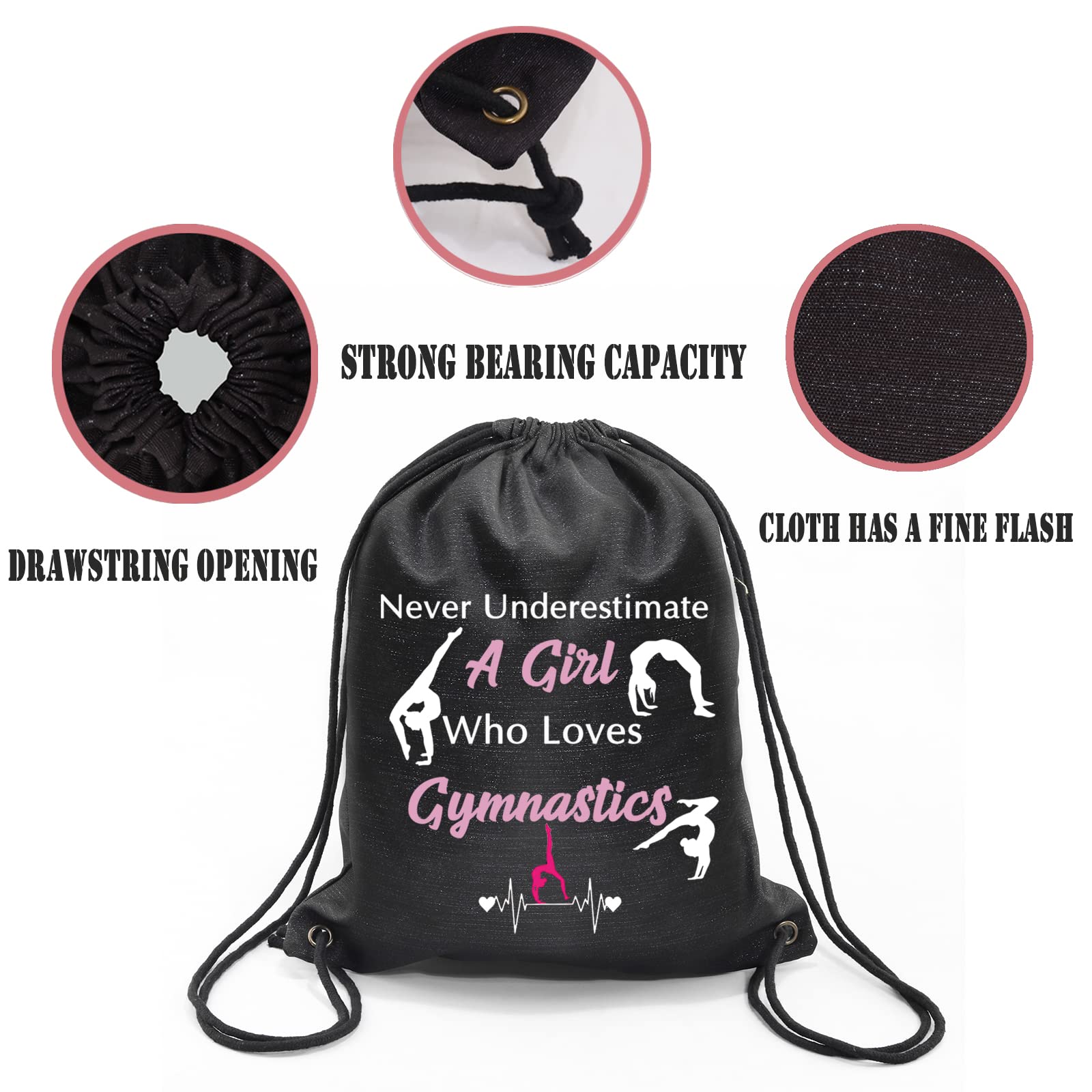 PXTIDY Gymnastics Gifts Gymnastics Drawstring Bag Who Loves Gymnastics Gymnasts Gifts for Gymnastics