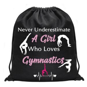 PXTIDY Gymnastics Gifts Gymnastics Drawstring Bag Who Loves Gymnastics Gymnasts Gifts for Gymnastics