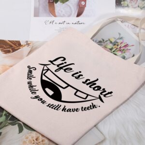 BDPWSS Dentist Gift Dentist Tote Bag For Women Dental Hygienist Gifts New Dentist Gift Bag (Smile teeth TG)