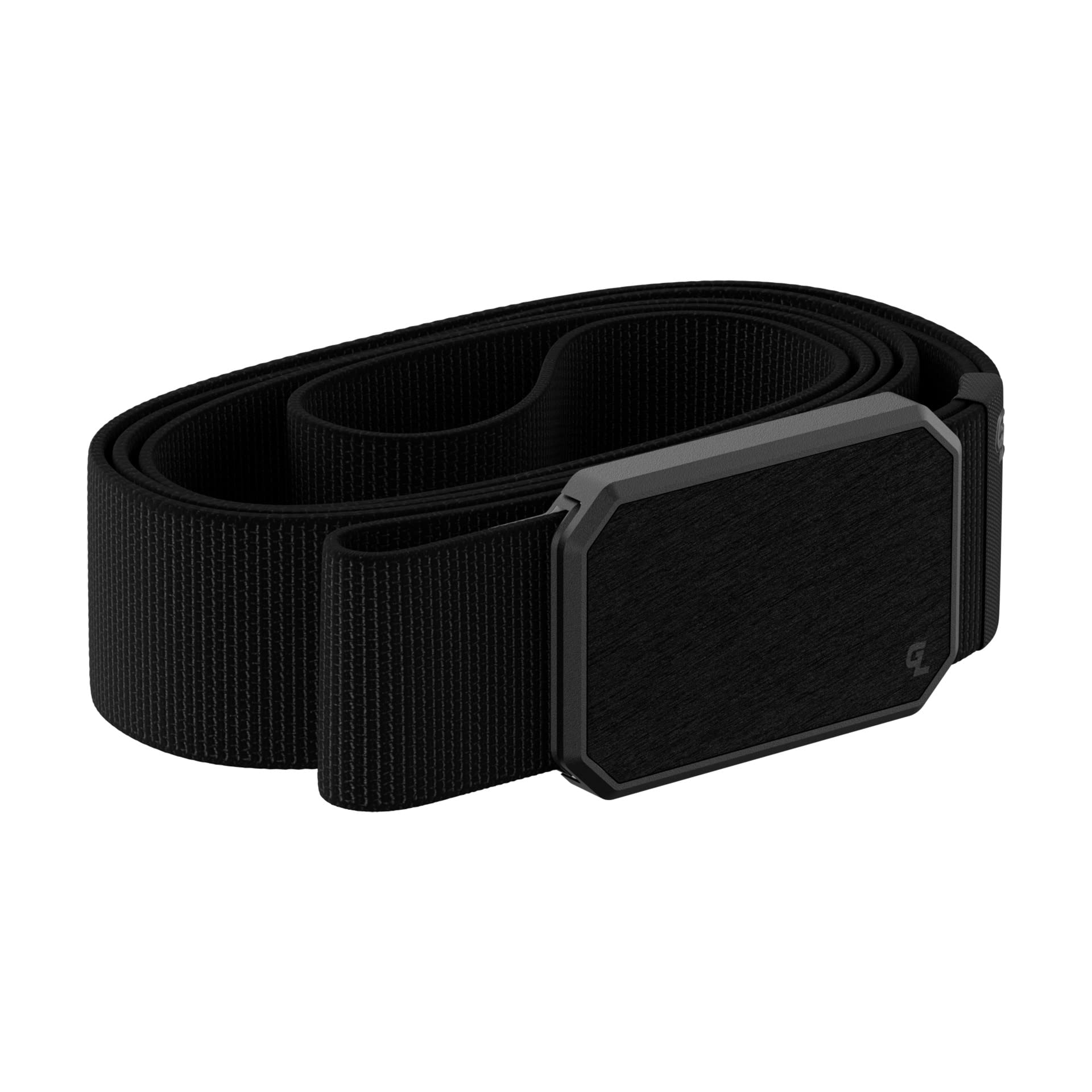 Groove Life Groove Belt Black/Black - Men's Stretch Nylon Belt with Magnetic Aluminum Buckle, Lifetime Coverage - Medium (33-36")